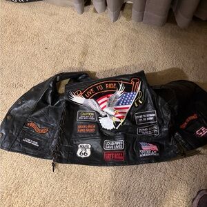 Buffalo David Bitton Black Leather Vest with Patches